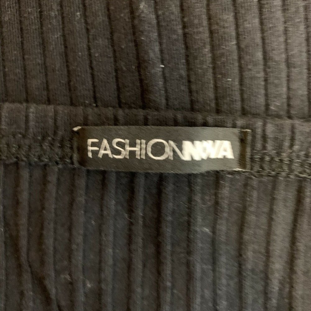 Fashionnova Black Dress Size Large Ribbed Knit Long Sleeve Off Shoulder - Picture 11 of 12